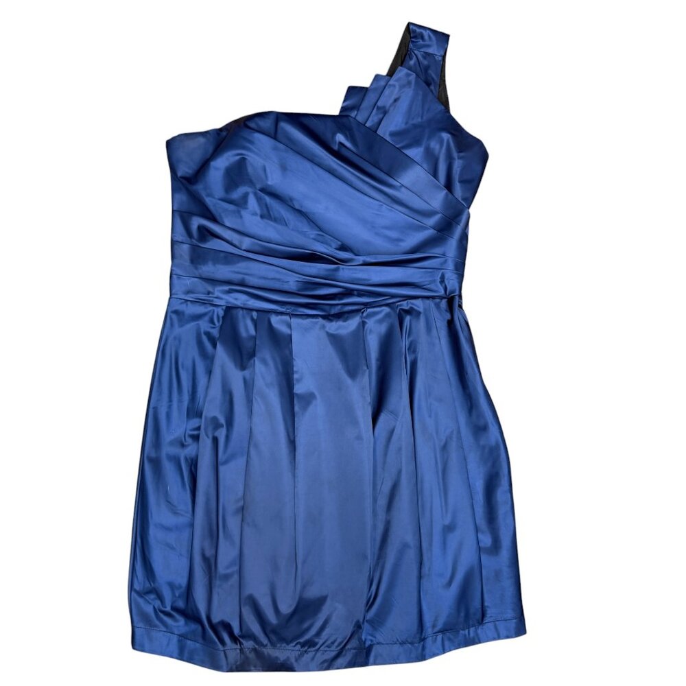 ASOS One-Shoulder Satin Dress in Royal Blue